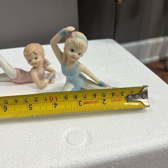 1980s Homco #1406 pair of bisque ballerina figurines in pink and blue - Picture 8 of 8